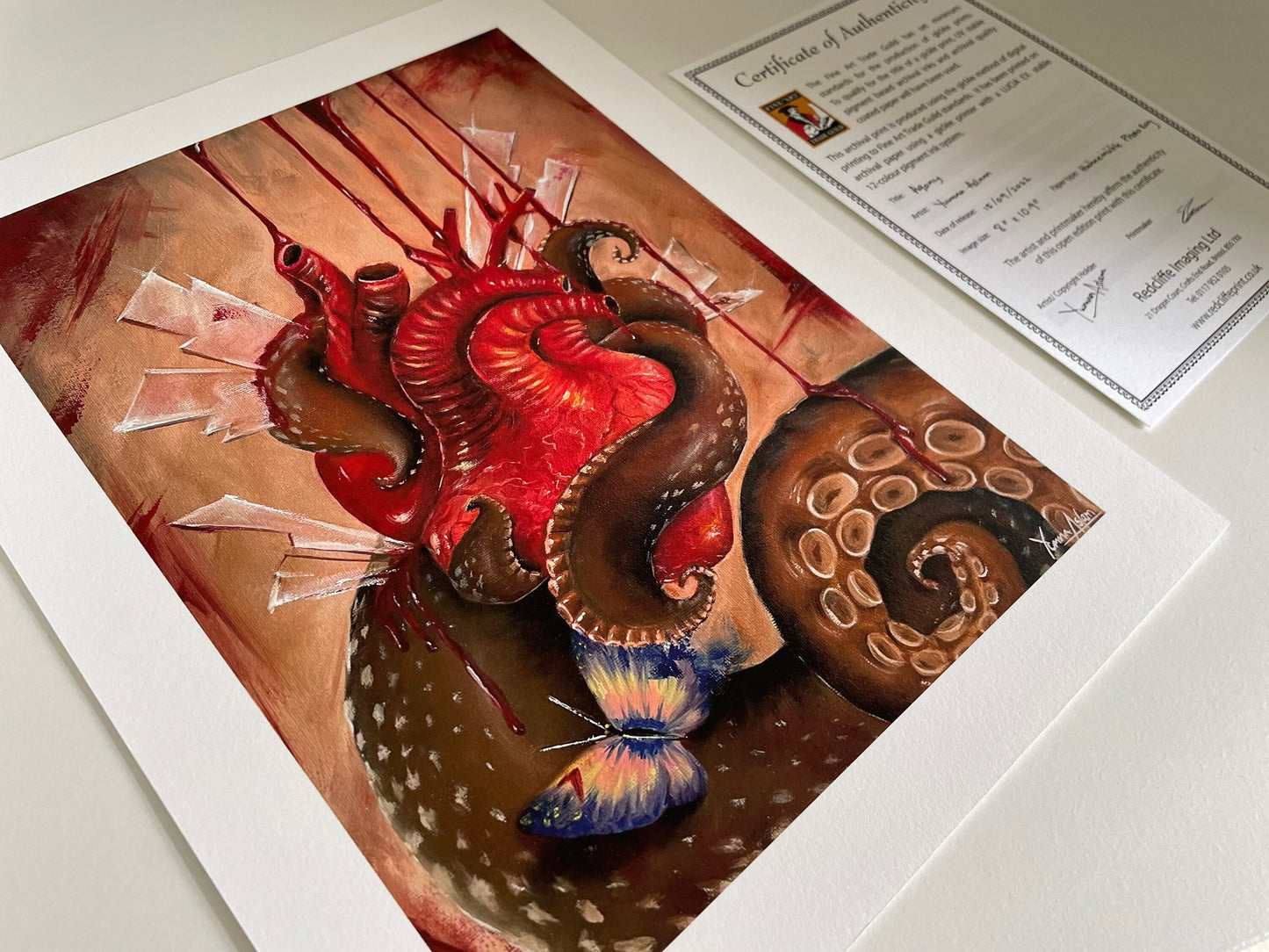 Agony- Fine Art print, heart art print, tentacles, creepy art, human heart, spooky art print - with certificate of authenticity (unframed)