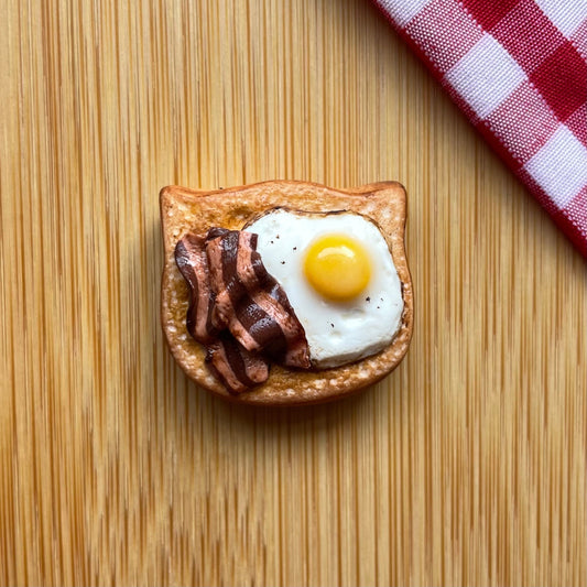 Food magnet - Egg with bacon toast magnet, fridge magnets, memo board magnets, notice board magnets, miniature food, realistic food magnet